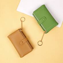 1pc Japanese Style Portable Matte Zipper Coin Purse, Fashion Minimalist Large Capacity Snap Clutch, Suitable For Ladies, Students, Career Women, Office Worker, Commute, Travel For Women Wallet Mini Wallet Purse Wallet Coin Wallet