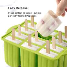 2025 New Popsicle Ice Maker Molds, Summer Hot Ice Maker Tray, Ice Cream Tools With Wooden Stick Silicone Popsicle Molds. Custom Mini Silicone Ice Cream Popsicle Molds, 12 Pieces Silicone Frozen Popsicle Maker Mold Set With Popsicle Sticks And Cleaning Brush, Easy Release Ice Cream Molds