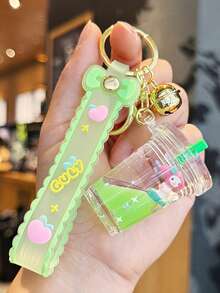 Sanrio 1 Stück Milchtee Tasse Flüssig-Quicksand Schlüsselanhänger, süßer Kawaii mädchenhafter Rucksack-Anhänger, Party Geschenk, Geburtstagsgeschenk