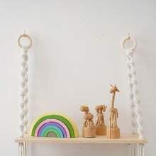 Hand-Woven Tapestry Shelving Living Room Wall Simple Fringe Shelf Double Layer - Multicolor - View 7