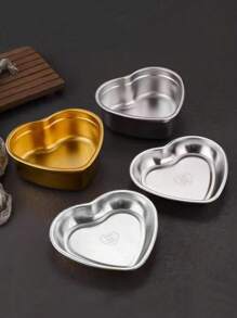 1pc Stainless Steel Creative Heart Shaped Snack Plate, Dessert Dish, Barbecue Tray, Fruit Salad Bowl