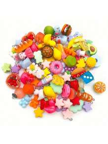 10/20/30/50/100/Stück bunte Harz Charms - verspieltes Tier, Obst & Lebensmittel Serie - bunter DIY Schmuckherstellungs-Set für Halsketten, Armbänder, Ohrringe - langanhaltend, leicht & farbbeständig - ideal für Bastelbegeisterte, Schmuckherstellung Zubehör
