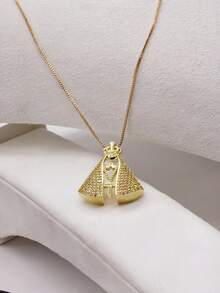 Gold Necklace With Our Lady Of Aparecida Pendant - Vàng - Xem 5