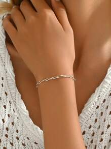 1 pieza Brazalete de cadena de cobre de colores a la moda, accesorio casual diario unisex, regalo para ocasiones especiales