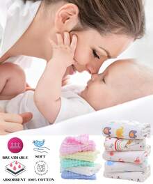 11 Pcs(6pcs 20"X10"+5pcs 12"X12") Baby Washcloths,Baby Stuff,Baby Christmas Gift,Baby Soft Face Cloths For Newborn, Absorbent Bath Face Towels - 11pcs combination set - 查看 3