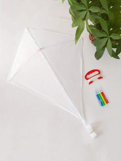 1set, DIY Rhombus Long Tail Kite With 30 Meters Kite Line Board & 4 Color Pens, Outdoor Fun And Creative Activity Supplies