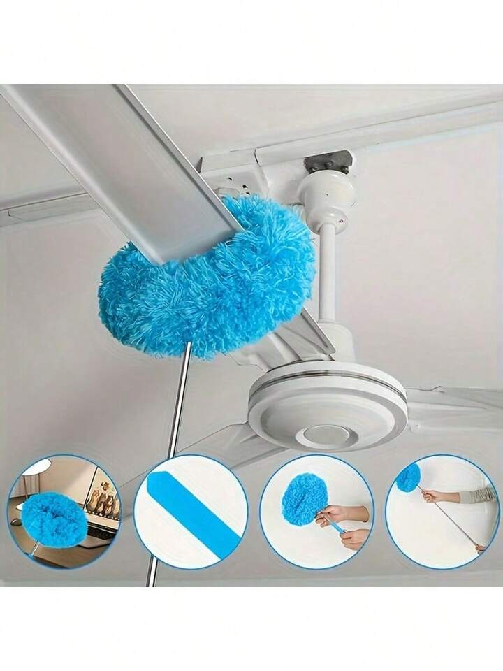 12 Ft Long-Handled Microfiber Ceiling Fan Duster - Dust-Locking, Reusable, Machine Washable, Effortless Cleaning Brush - Detachable Brush For Easy Cleaning, Ideal For RVs & Home Use