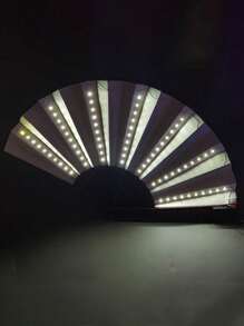 Abanico plegable LED con luz para fiesta, grande, de mano, de colores brillantes, sin baterías incluidas, para regalo, presentación, boda, cumpleaños, decoración del hogar, discoteca, accesorios fluorescentes, cosplay, que brilla en la oscuridad