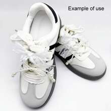 8pcs Lace Bow Shoe Charms For Sneakers Pearl Shoelace Black White Bow Pendant Accessories Decorations Clips Jewelry For Keychain Cellphone Strap