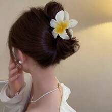 Prendedor de Cabelo com Clip Flor Transparente, Estilo Coreano, Acessório Feminino