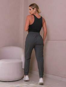 WOMEN'S PANTS, ELASTIC SPORTY - Iron Gray - View 3