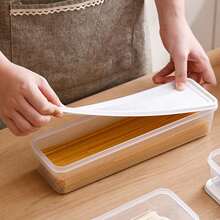 6 件装长方形塑料冰箱食品储存盒带盖，厨房面条、谷物、意大利面密封容器 - 彩色 - 查看 6
