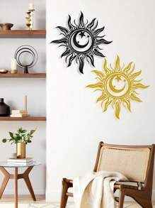 1pc Metal Sun And Moon Themed Wall Art Decor, Iron Crafted Home, Restaurant Decoration, Perfect Accent For Christmas, Personalized Farmhouse, Patio, Porch, Unique Gift Idea For Him/Her, Boyfriend/Girlfriend, Dad, Mom, Family, Friends, Valentine's Day, Children's Day, Father's Day, Graduation, Wedding, Housewarming, Living Room, Bedroom, Office, Family Dinner Gifts Birthday