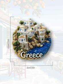 1pc 3D Santorini Aegean Sea Greece Refrigerator Magnet, Creative Travel Souvenir Collectible Gift