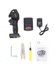 Moto Serra Elétrica com Bateria de 600w e 24v Mini Motosserra de 4 Polegadas e Carregador Bivolt de Alta Qualidade. - Preto - Visão 7