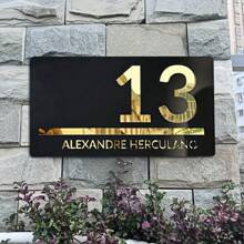 1 Stück individuell laser-geschnittenes Acryl Adressenschild, 3D Cut Out Schwarz-Gold Hausnummernschilder mit personalisierten modernen Schriftart, wetterfeste kratzfeste Beschichtung, einfache Installation, Kurbel-Appeal Geschenk für Hausbesitzer, multifunktional, langanhaltend, dekorativ, wiederverwendbar, luxuriös, stylisch, hochwertig, farbig, modern, individuell, personalisiert, einzigartig, für Partner, Vater, Freundin, Mutter, Familie, Freunde, Teestube, Zuhause, Garten, Büro, Wohndekoration