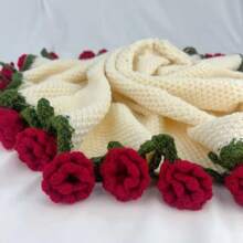 Handmade Rose Bouquet Blanket DIY Kit - Multi-Functional Yarn Crochet Floral Bouquet That Transforms Into A Soft, Warm Blanket, Ideal For Office Naps, Home, A/C, Fashionable And Versatile, Creative Holiday Gift For Girlfriend, Friend, Mom, Teacher