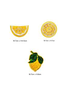 1pc Creative Yellow Lemon & Peach Fabric Embroidered Patch, Hat/Clothing Decorative Accessory