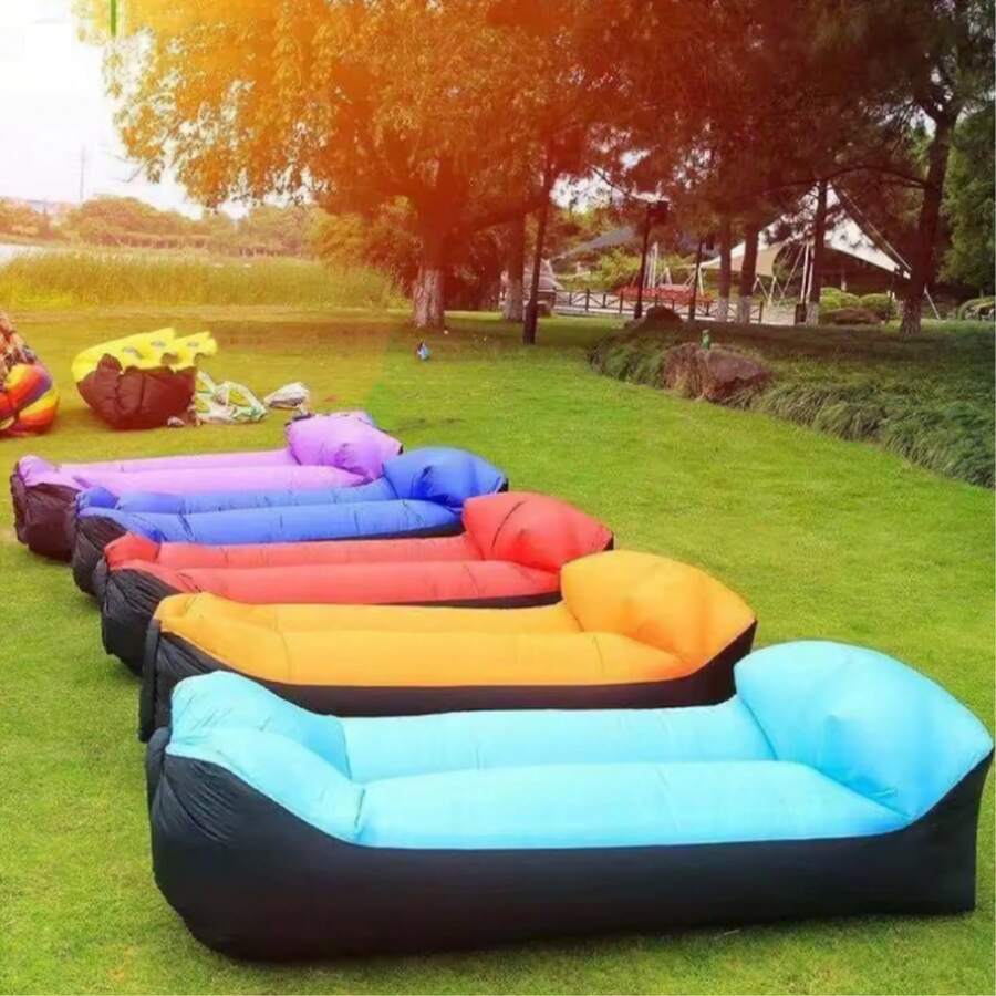1pc, Recliner Air Slouchy Inflatable Sofa Bag, Portable Camping Sofa Mattress, Music Festival Recliner, Beach Essentials, Beach Accessories, Pool Float