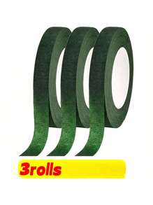 1/3/5 rouleaux de papier de ruban adhésif vert pour bouquet de fleurs - matériau en nylon durable, parfait pour les fleurs DIY, les décorations de mariage et de fête, les arrangements floraux, les essentiels de la décoration d'événement Rouleaux empilés avec soin Ruban facile à utiliser
