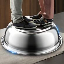 1-2pcs Extra Large Stainless Steel Bowl, Thicker Mixing Bowl, Face Wash Basin 14inch/36cm And Vegetable Washing Basin, Household Laundry Tub,School Supplies