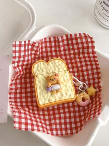 1 Stück süßer Teddybär Toastbrot Stil Bluetooth Kopfhörer Hülle, kompatibel mit Apple 1/2/3/4, Pro/Pro2, staubdicht, stoßfest, kratzfeste Kopfhörerschutzhülle