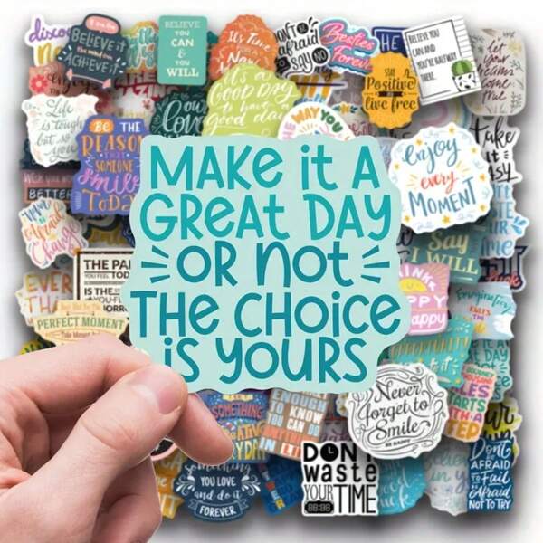 100pcs/Set Motivational Stickers Pack, Water Bottle Vinyl Quote Stickers Inspirational Stickers, Affirmation Positive Stickers