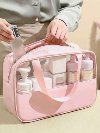 Juego de 3 bolsas, 1 bolsa cosmética impermeable de PVC transparente de gran capacidad, soporte para brochas de maquillaje, organizador de artículos de tocador para viajes, ideal para productos de cuidado de la piel, cosméticos, playa, vacaciones de verano, bolsas, bolsa de maquillaje, tocador, viaje, bolsa de maquillaje, almacenamiento, organizador de maquillaje, bolsa de tocador, organizador de escritorio, bolsa cosmética, bolsa de maquillaje, organizador de maquillaje, accesorios de tocador, bolsa de maquillaje, bolsa de tocador para damas, bolsa de maquillaje pequeña, bolsa de tocador para damas, bolsa de maquillaje pequeña, bolsa de tocador para mujeres, regalos para mujeres, regalos de Navidad, ideas de regalo para mujeres