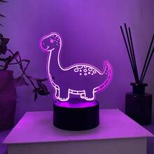 1pc Customizable 3D Multi-Color Dinosaur Night Light, Creative Gift As Birthday, Anniversary, Room Decor, Touch Sensitive Color Changing Lamp - Multicolor - View 5