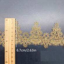 Goldene Blatt- und Blumen-Spitzenbordüre, dekorative Spitze, Näh-Dekorationszubehör - 4,5cm/1,77 Zoll 4 Meter