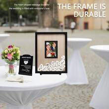 1 Set Wedding Guest Book Alternative, Creative Wooden Sign-In Book For Wedding,Heart Shaped Signatures,Wedding Decorations,Wedding Items,Rustic Guest Book, Wedding Reception Sign,Unique Wedding Memory Keepsake - Khung ảnh màu đen - Xem 4