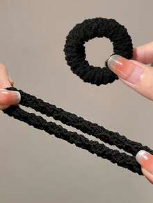 10pcs High Elasticity Wide Thick Hair Ties, Suitable For Ponytails, Daily Hairstyles Hair Ties Ponytail Holders Hair Elastics Hair Rubber Bands Scrunchies Hair Rope Elastic Hair Tie - Black - View 3