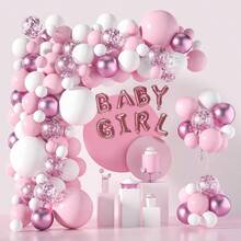 94pcs White & Pink Balloon Arch Kit - 5+10+18 Inch White & Pink Latex Balloons For Baby Shower, Birthday, Engagement Party, Gender Reveal Balloon Decoration - Pink - View 1