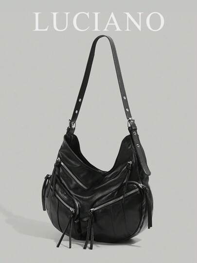 Nova moda retrô grande capacidade bolsa tote doce e legal menina motocicleta bolsa ombro crossbody trabalho deslocamento design de nicho zíper multicomponente de alta qualidade cor sólida