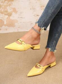 Sandales à talon compensé à bout pointu ornées de strass et lacets de couleur unie pour femmes, convenant à diverses tenues, printemps/automne