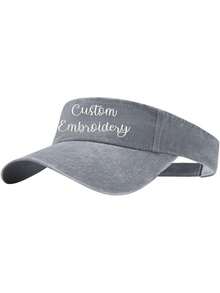 1 Pc,Unisex,Washed Pigment Dyed Visor With Embroidery, Personalization With Your Logo Or Text,Personalized Tennis Hat Sun Hat, Sport Cap, Baseball Cap, Tennis Cap, Sun Visor Hat, Hen Party Hat, Beach Hat, Outdoor Sun Hat, Baseball Hat - A - View 8