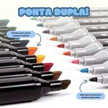 KIT Livro de Colorir Bobbie Goods 200g A5 - Canetinhas Ponta Dupla 24/36