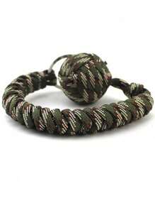 1pc Steel Monkey Fist Self-Defense Keychain With Braided Umbrella Rope For Outdoor Safety And Protection Camping Camping Stuff