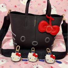 Sanrio 1 pieza Llavero de Hello Kitty - Estuche de llaves de piel, con cremallera dorada, llavero multifuncional, diseño compacto, adecuado para uso doméstico, regalos festivos, accesorios de decoración, cierre de cremallera duradero, organizador de llaves, aplicable para accesorios de Hello Kitty, decoración para parejas