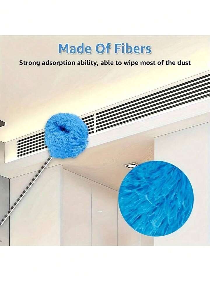 12 Ft Long-Handled Microfiber Ceiling Fan Duster - Dust-Locking, Reusable, Machine Washable, Effortless Cleaning Brush - Detachable Brush For Easy Cleaning, Ideal For RVs & Home Use