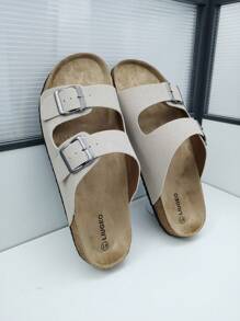 Men's Fashion Soft Cork Sole Comfortable Sandals Slip-On Mules Slippers, Summer Outdoor Beach Walking Unisex Couple Shoes