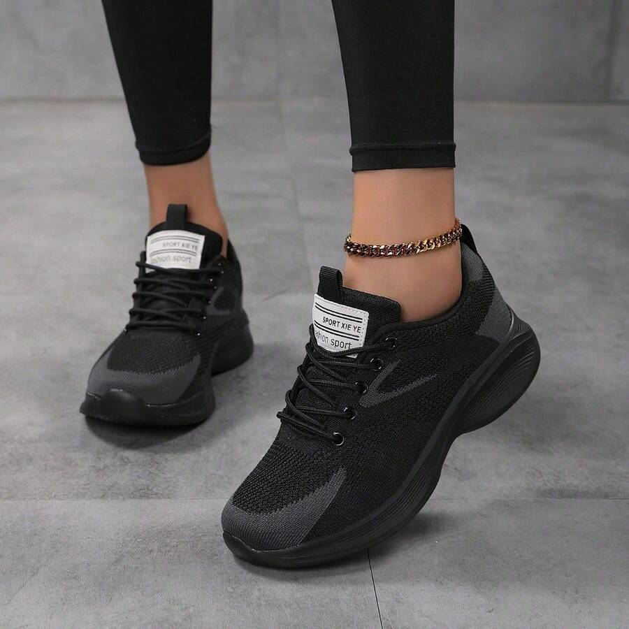 Women's Sneakers, Comfortable And Stylish Soft-Soled Joggers - Black - View 1