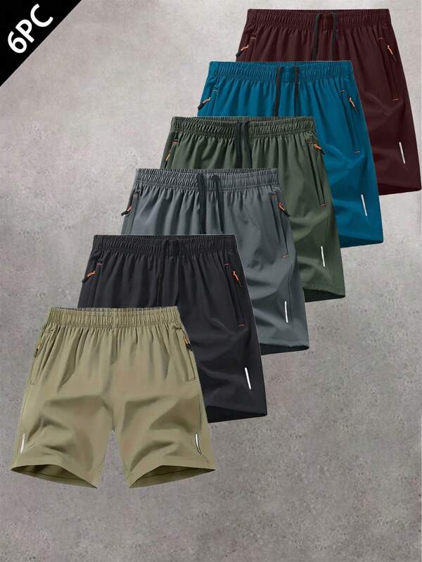 6 Packs Men's Summer Shorts - Quick-Dry Ice Silk For Basketball Gym Beach Outdoor