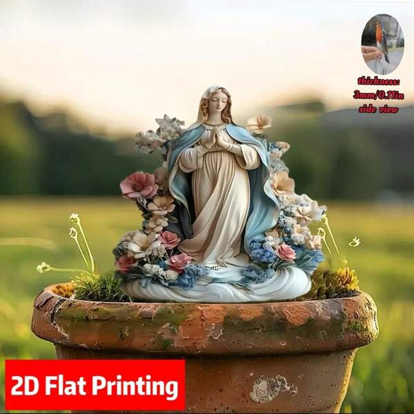 1 pieza de 10cm/3.94in Decoración tipo estaca para jardín estilo bohemio, Virgen María - Estaca para suelo para jardín, césped, granja, decoración exterior, regalo de inauguración de casa, decoración del hogar, decoración de bonsái