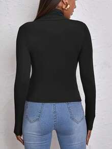 Maré&Cia High Neck Cacharrel Long Sleeve Blouse In Smooth Second Skin Fabric With A Touch Of Polyamide - màu đen - Xem 2