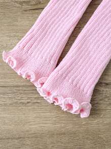 Fashion Retro Girls Ruffle Bow Knitted Long Sock, Warm Leg Warmers, Spring Autumn