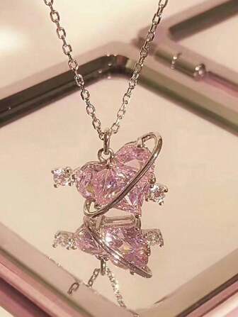 1PC Light Luxury Niche Love Planet High-End Collarbone Chain As A Gift For Girlfriend And Best Friend, Daily Wear Accessory For Men And Women