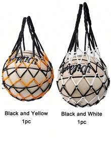 Bolsa de red de baloncesto, bolsa de malla de nailon para voleibol y fútbol, soporte portátil para balón deportivo, bolsa de transporte colgante para un solo balón, perfecta para artículos deportivos y accesorios de bolsa de malla, bolsa de almacenamiento para juegos de fútbol, uso multifuncional (solo bolsa de red, disponible en varios colores), estilo bohemio - Multicolor - Ver 4