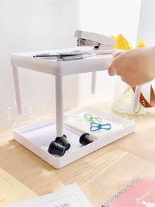 1 件桌面双层可拆卸储物架，收纳架，适用于卧室、宿舍、浴室、厨房，节省空间，装饰性