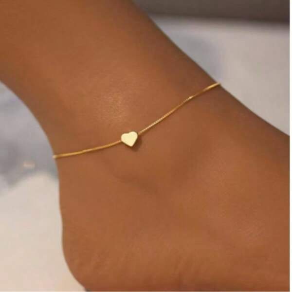 Tornozeleira Feminina Mini Coração Delicado Folheado a prata925 ou ouro18k